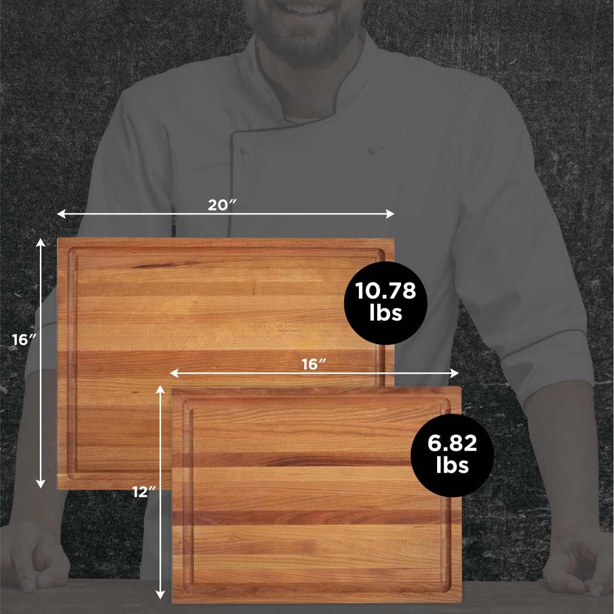 Premium American Cherry Wood Cutting Board - 20x16x1.5 Inch Large Butcher Block with Juice Groove for Meat, Vegetables & Fruits - Durable Kitchen Chopping Board for Cooking, Meal Prep & Entertaining