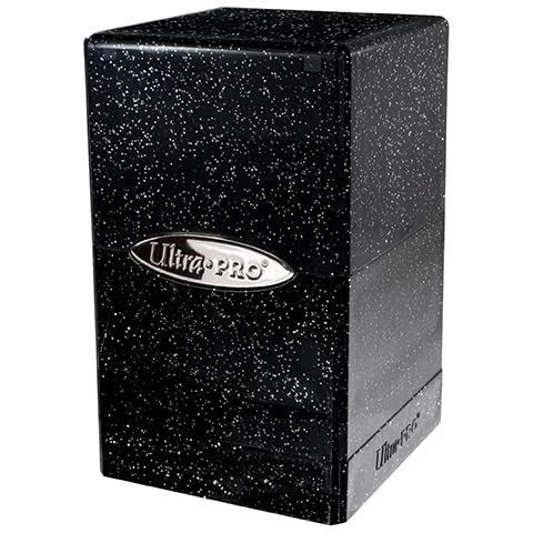 Ultra PRO Satin Tower 100+ Card Deck Box - Glitter Black - Premium Protection for MTG, Pokemon, Sports & Collectible Cards - Durable Travel-Friendly Storage for TCG Players & Collectors