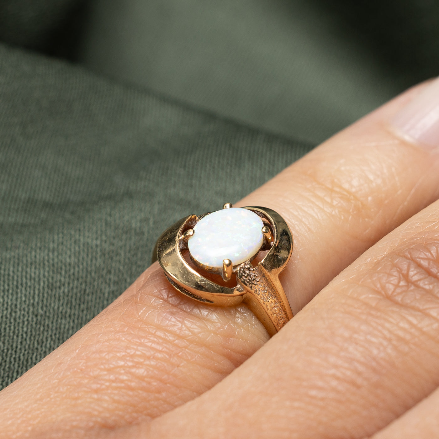 10K Oval Opal Openwork Ring - 0.60ct Natural Opal Gemstone - Size 3.5 - Dainty Women's Jewelry Gift for Birthday, Anniversary & Special Occasions