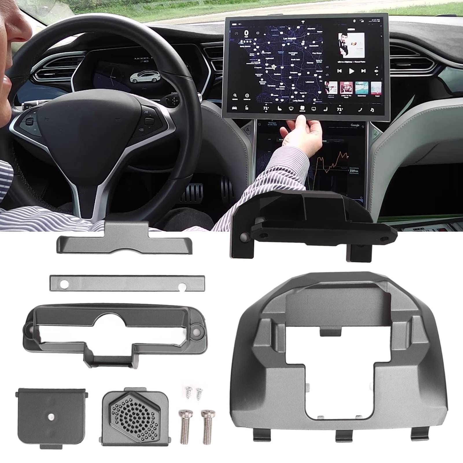 Acouto 360° Rotating Screen Mount Holder for Tesla Model Y 2020-2022 & Model 3 2017-2022 | Car Center Console GPS Navigation Swivel Stand Accessories | Perfect for Road Trips & Hands-Free Viewing