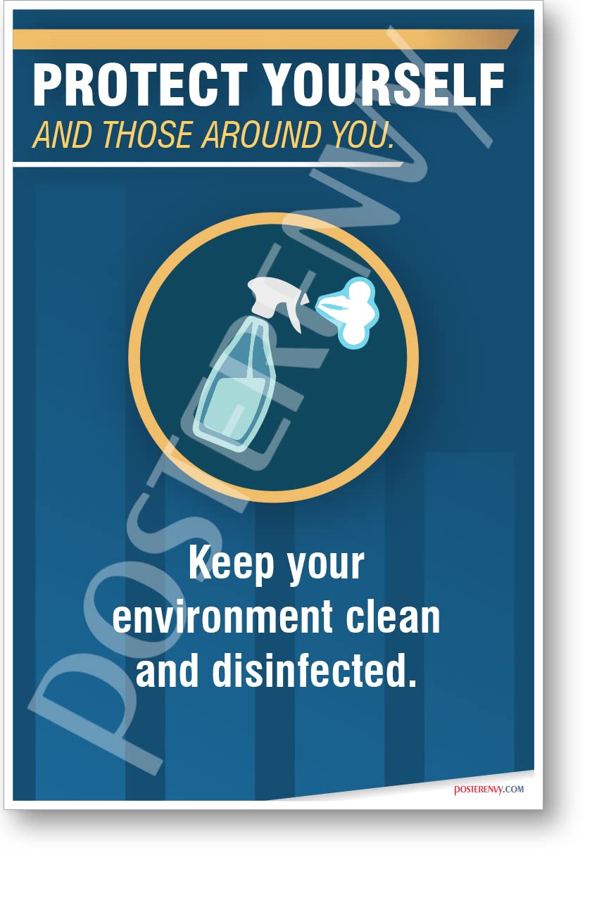 Keep Your Environment Clean & Disinfected - Public Health Poster for Offices, Schools & Public Spaces | PosterEnvy
