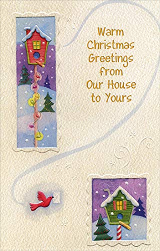 Handmade Wooden Bird House Christmas Card - Eco-Friendly Holiday Greeting Card for Friends & Family - Perfect for Christmas Decorations & Gifts
