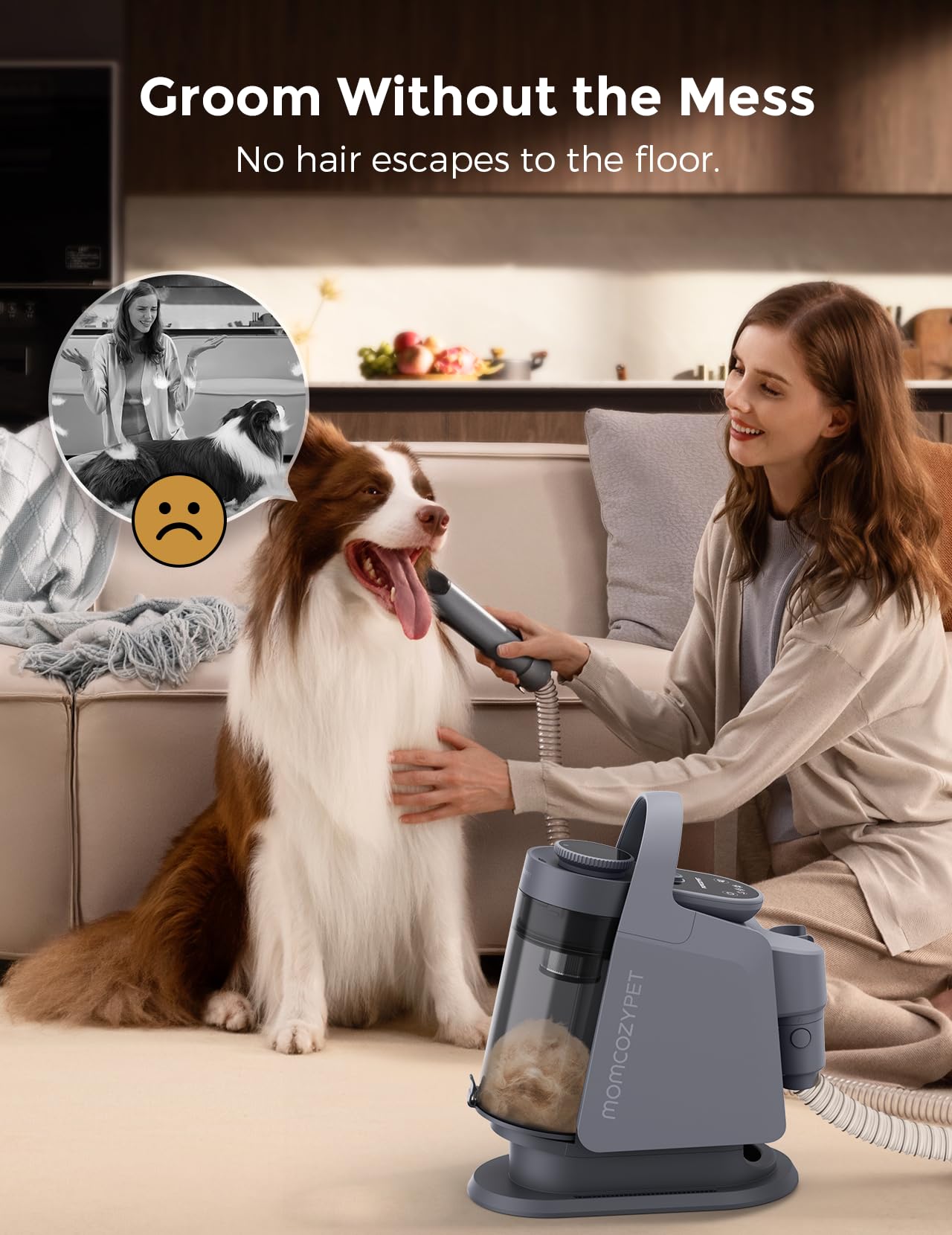 FurEase Dog Grooming Kit - 13000Pa Powerful Pet Vacuum for Shedding with 5 Grooming Tools & Clippers | Professional Dog Hair Care for Home Grooming & Shedding Control