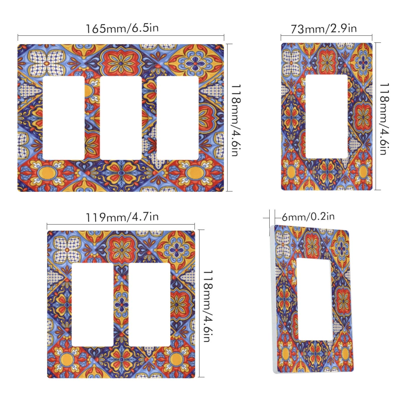 Blueangle Mexican Ceramic Tile Pattern Insulated Light Switch Cover - Decorative Outlet Wall Plate, 1-Gang 4.6