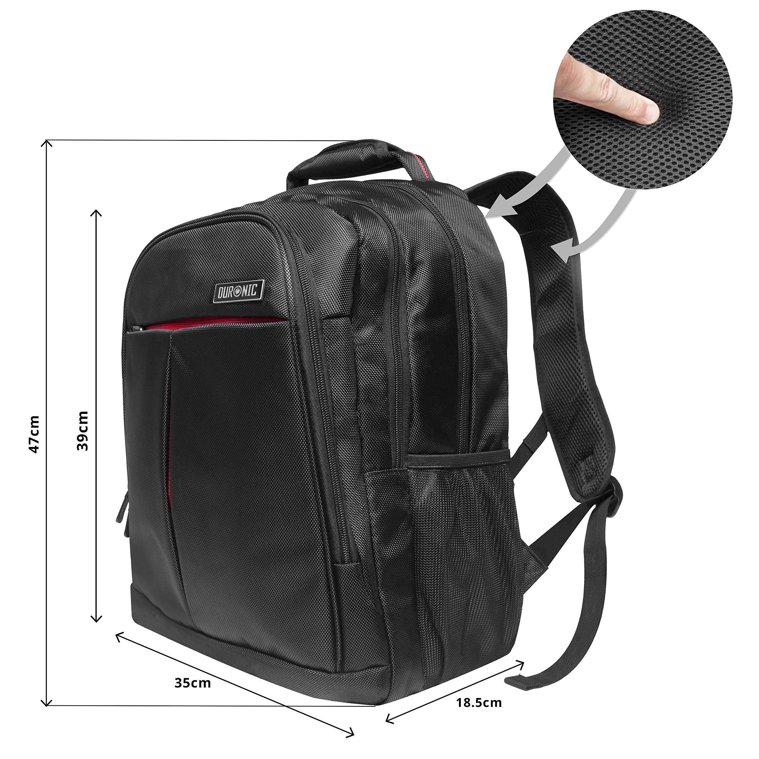 Duronic Lightweight Water Resistant 15.6 Inch Laptop Backpack - Business Travel Computer Bag for Men & Women, School Rucksack, Gym Backpack with USB Charging Port - Perfect for Work, College, Commuting and Daily Use