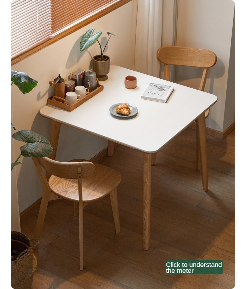 Solid Oak Wood Slanted Leg Square Dining Table - Modern Farmhouse Style for Kitchen, Dining Room & Small Spaces