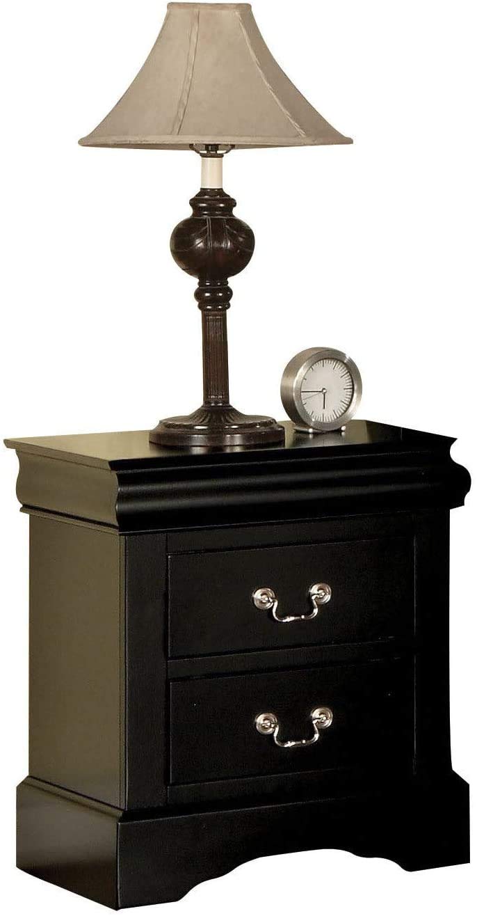 2-Drawer Nightstand with Storage - Modern End Table & Bedside Accent Furniture for Bedroom & Living Room - Easy Assembly Black Wooden Side Table (Perfect for Small Spaces, Apartment Essentials & Home Decor)