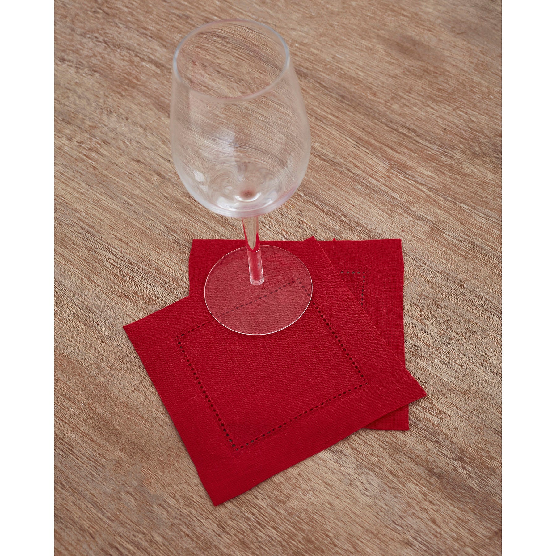 Premium Classic Hemstitch Cocktail Napkins - Set of 12 White Linen Napkins for Parties, Weddings & Formal Dining - Elegant Drink Coasters for Home Bar & Dinner Table Decor