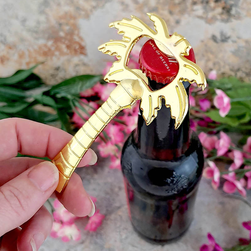 BarConic® Gold Plated Zinc Alloy Palm Tree Bottle Opener - Tropical Party Accessory for Beach Weddings, Poolside Drinks & Summer BBQs