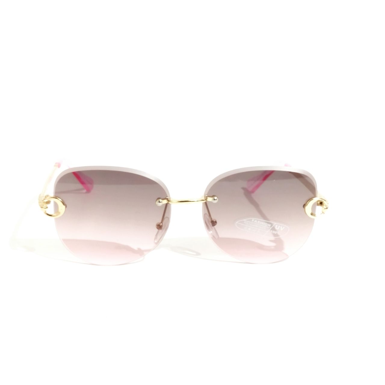 Stylish Purple Pink Rimless Sunglasses for Women - Trendy UV Protection Shades for Beach, Driving & Outdoor Activities