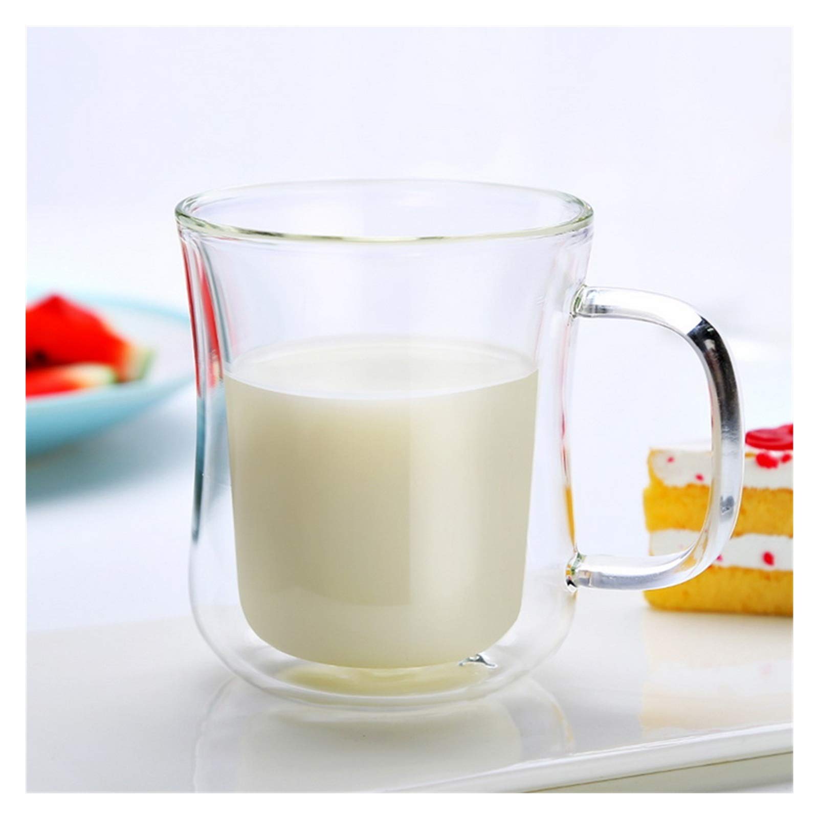 Premium Double Wall Glass Coffee Mug - 200ml Handmade Insulated Tea Cup for Hot/Cold Drinks, Beer, Healthy Beverages - Transparent Drinkware for Home, Office, Cafe Use (Color: Clear)
