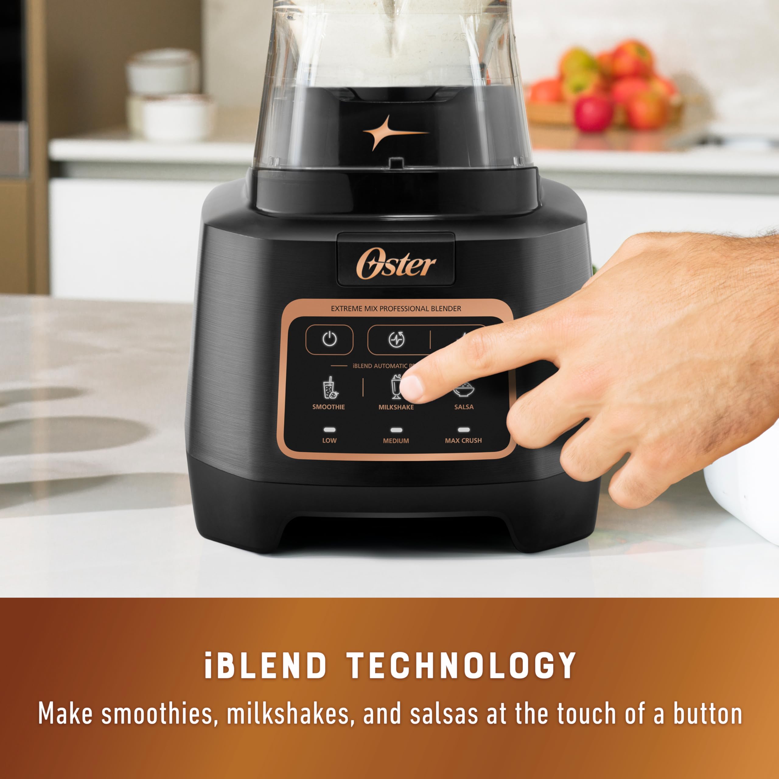 Oster Extreme Mix Blender - 1500 Watt High-Speed Countertop Blender with 10-Point Stainless Steel Blade, 64 oz BPA-Free Jar, Auto Programs for Smoothies, Ice Crushing & Food Prep - Perfect for Kitchen, Restaurant & Healthy Lifestyle