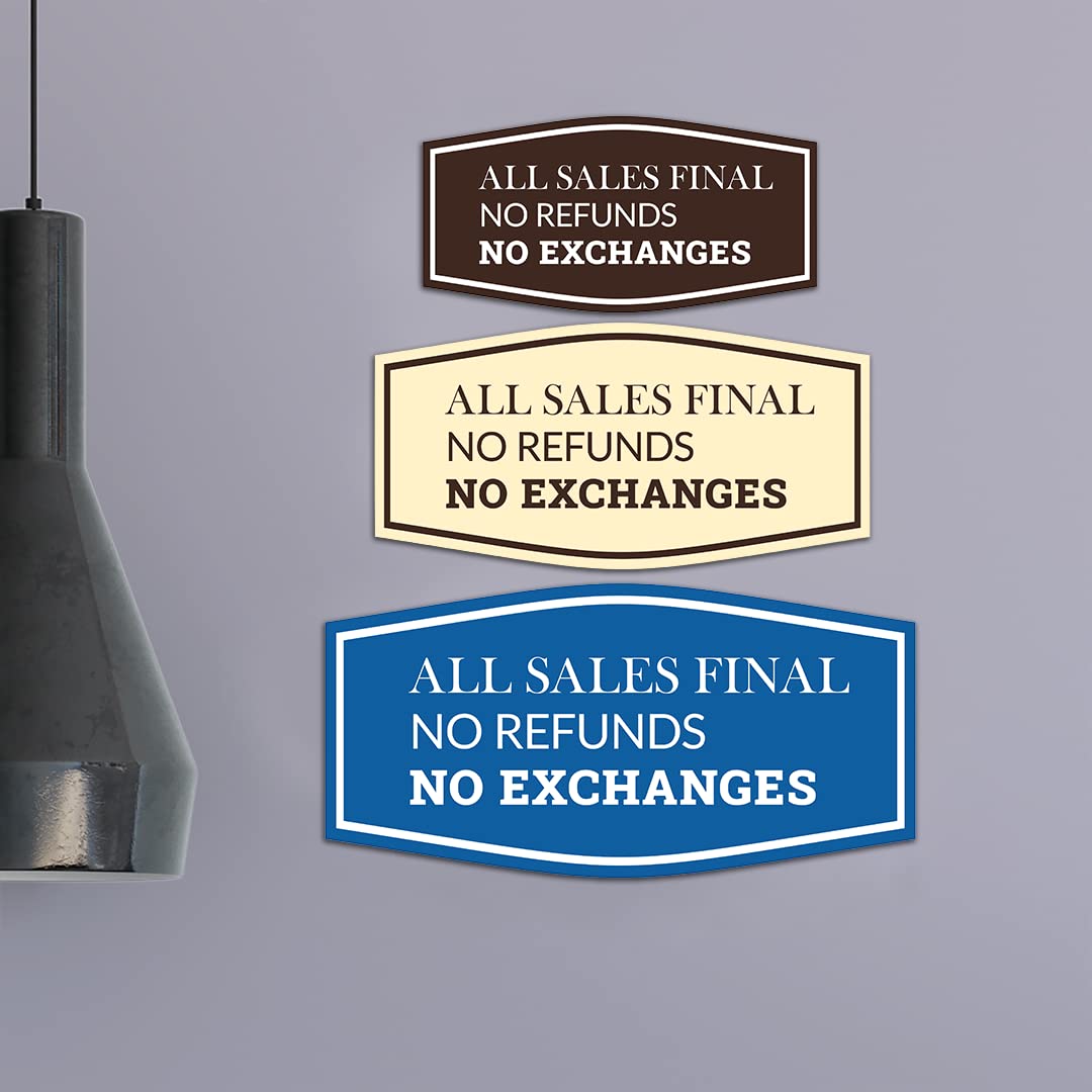 Elegant Brushed Gold 'All Sales Final No Refunds No Exchanges' Sign - Large Size for Retail Stores, Boutiques & Clearance Sections - Perfect for Business Policies & Customer Notices