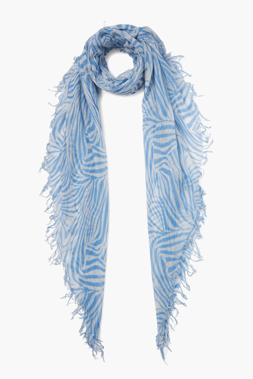 Luxury Cashmere and Silk Scarf - Soft Baby Blue Zebra Print Wrap - Perfect for Winter Fashion, Gift Giving & Special Occasions