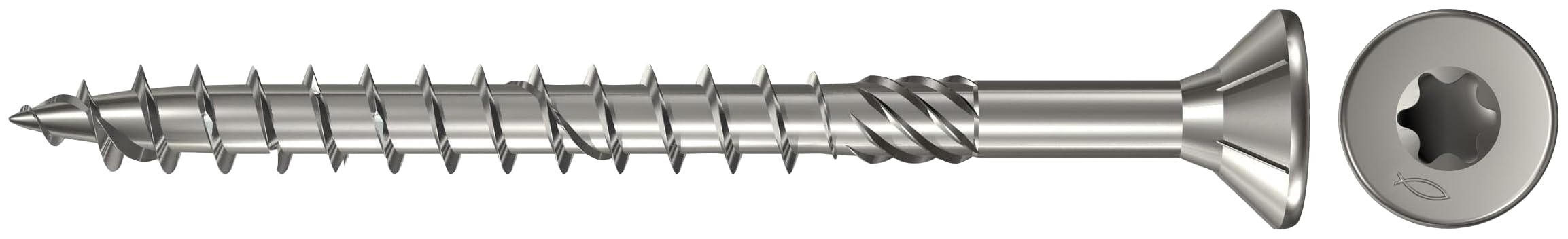 Fischer Power-Fast 5 x 80 Countersunk Head A4 Stainless Steel Screws (Pack of 80) - High Strength Construction Fasteners for Wood, Metal & DIY Projects