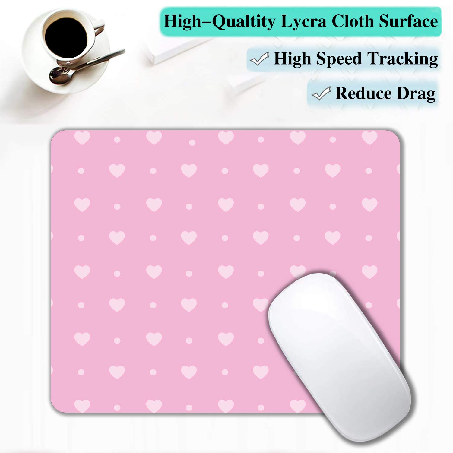 IMAYONDIA Cute Pink Hearts Mouse Pad for Kids & Girls - Non-Slip Rubber Base, Portable Wireless Mouse Mat for Laptop, Office & Home Use - Perfect Gift for Valentine's Day, Birthday & School Supplies