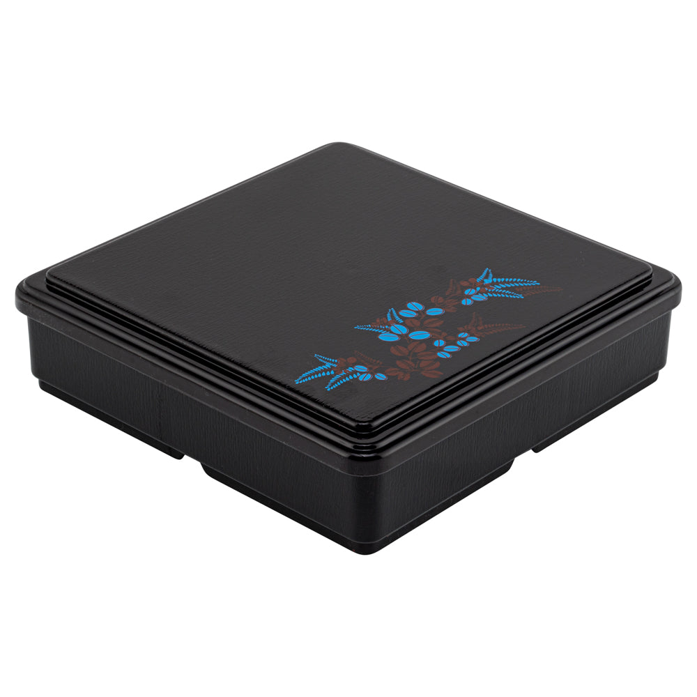 Premium Japanese Bento Box - 5 Compartment Black & Red Lunch Container (8.25