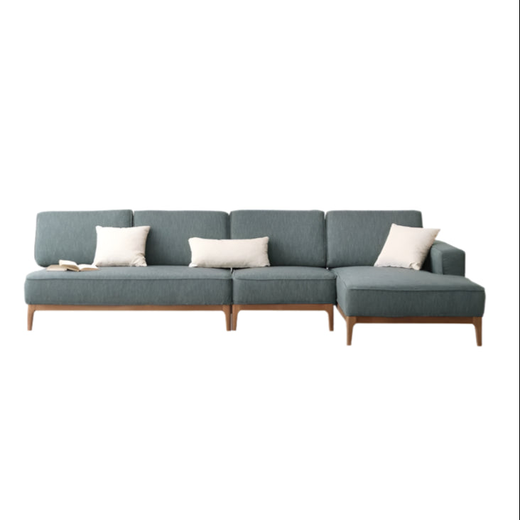 125.9x62.5x32.2 inch / 320x159x82 cm / Walnut Color / ash Four-person corner left concubine grass moss green