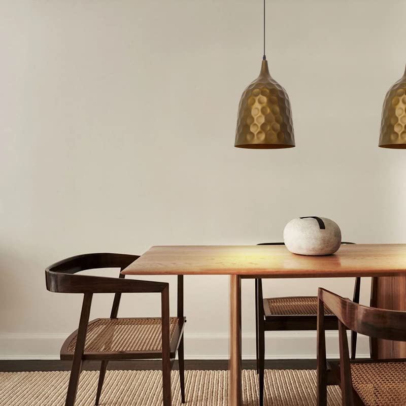 Modern Industrial Pendant Light - 1-Light Brown Metal Chandelier with E27 Socket for Kitchen Island, Dining Room, Living Room & Balcony | Durable Hanging Ceiling Fixture for Restaurant, Corridor & Home Decor