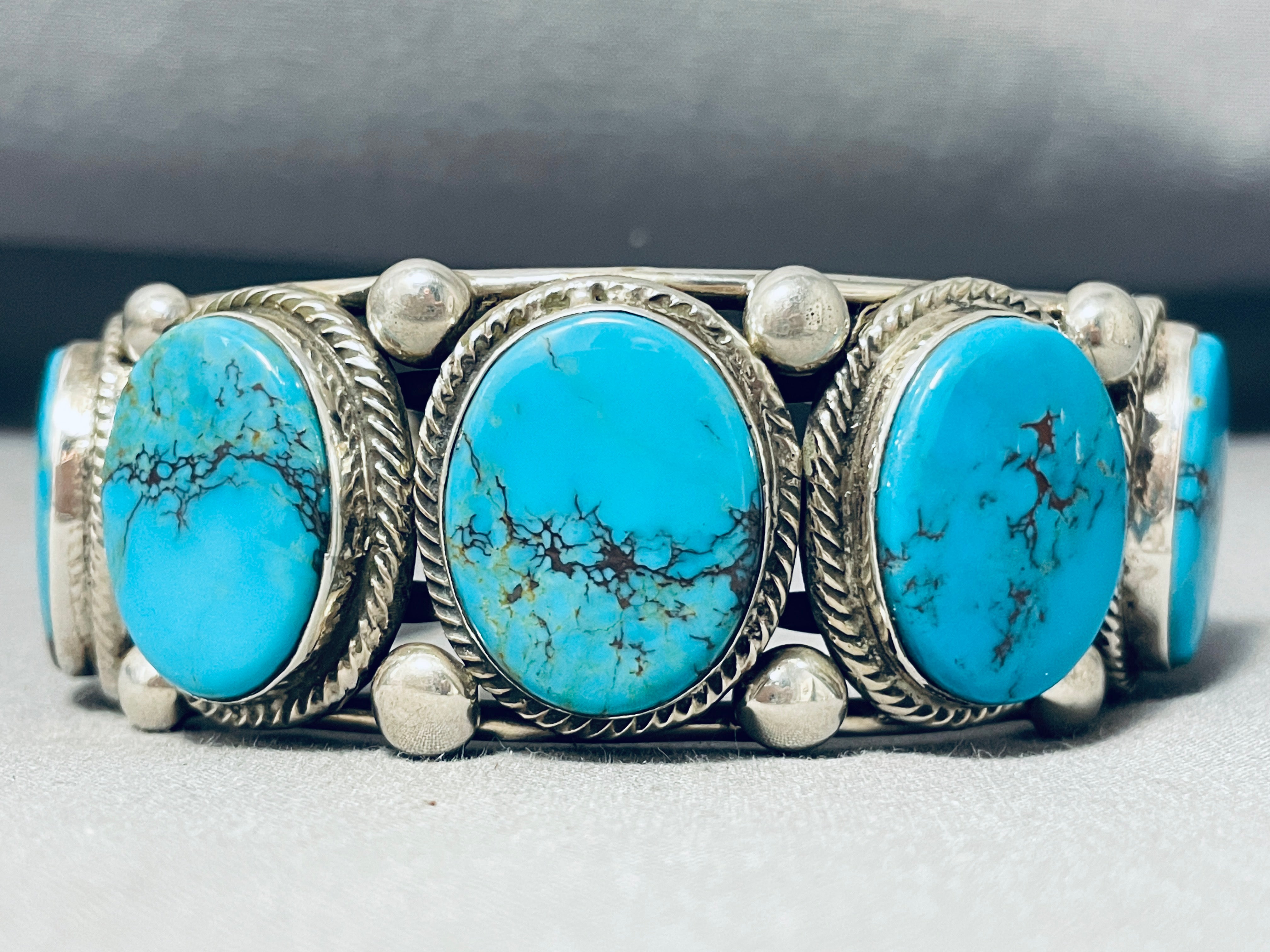 Authentic Navajo Spiderweb Turquoise Sterling Silver Bracelet - 108g Heavy Handmade Native American Jewelry for Women & Men - Perfect for Boho, Western & Festival Fashion