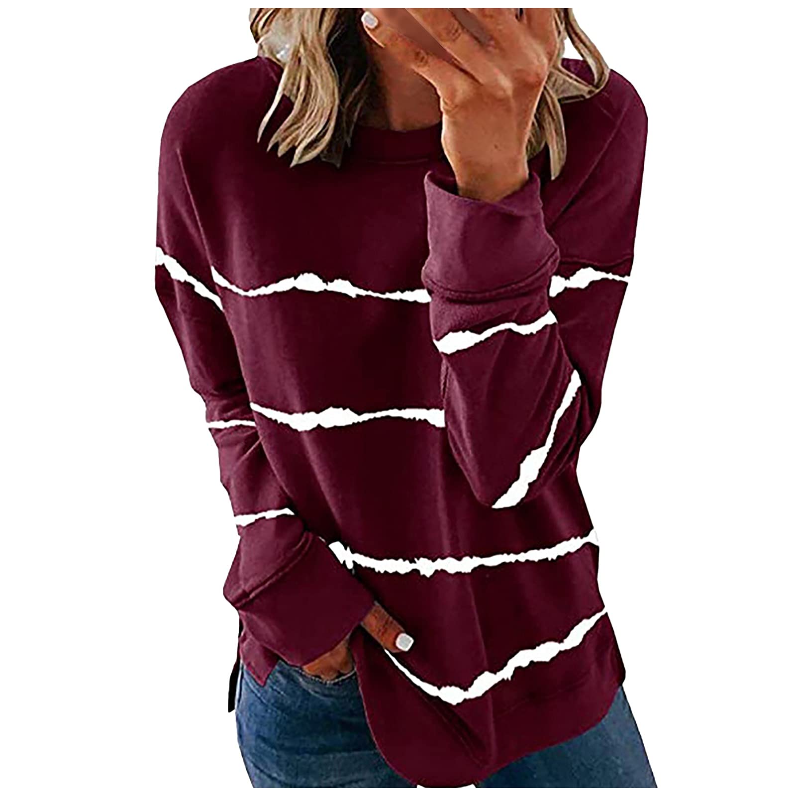 EKIYVO Women's Long Sleeve Sweatshirt - Casual Crewneck Pullover Top | Lightweight Soft Fleece | Fall Winter Fashion | Perfect for Work, Travel & Lounge Wear