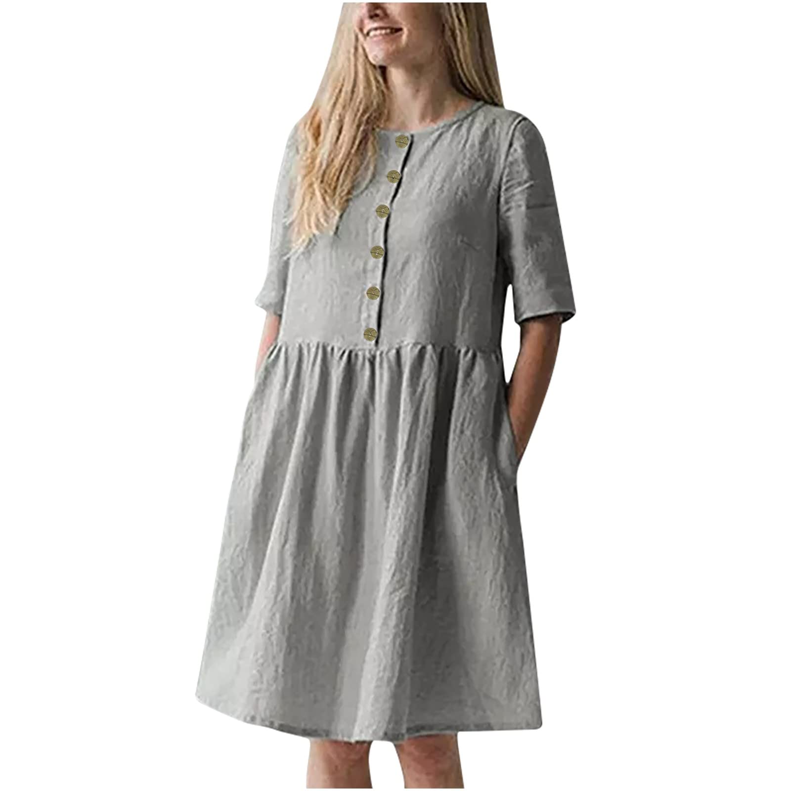 Levmjia Women's Summer Dresses 2023 - Floral Print Short Sleeve Button Down Dress | Casual Beach Wear, Vacation Outfit & Summer Party Dress