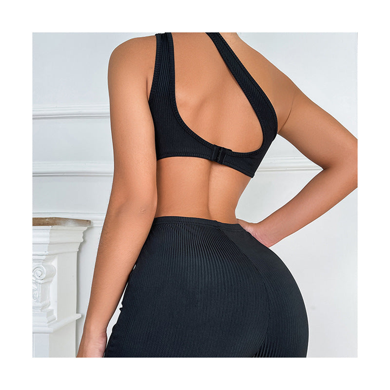 Women's Off Shoulder Tube Top & Suspender Shorts 2-Piece Yoga Outfit - Gym, Workout, Lounge & Summer Fashion