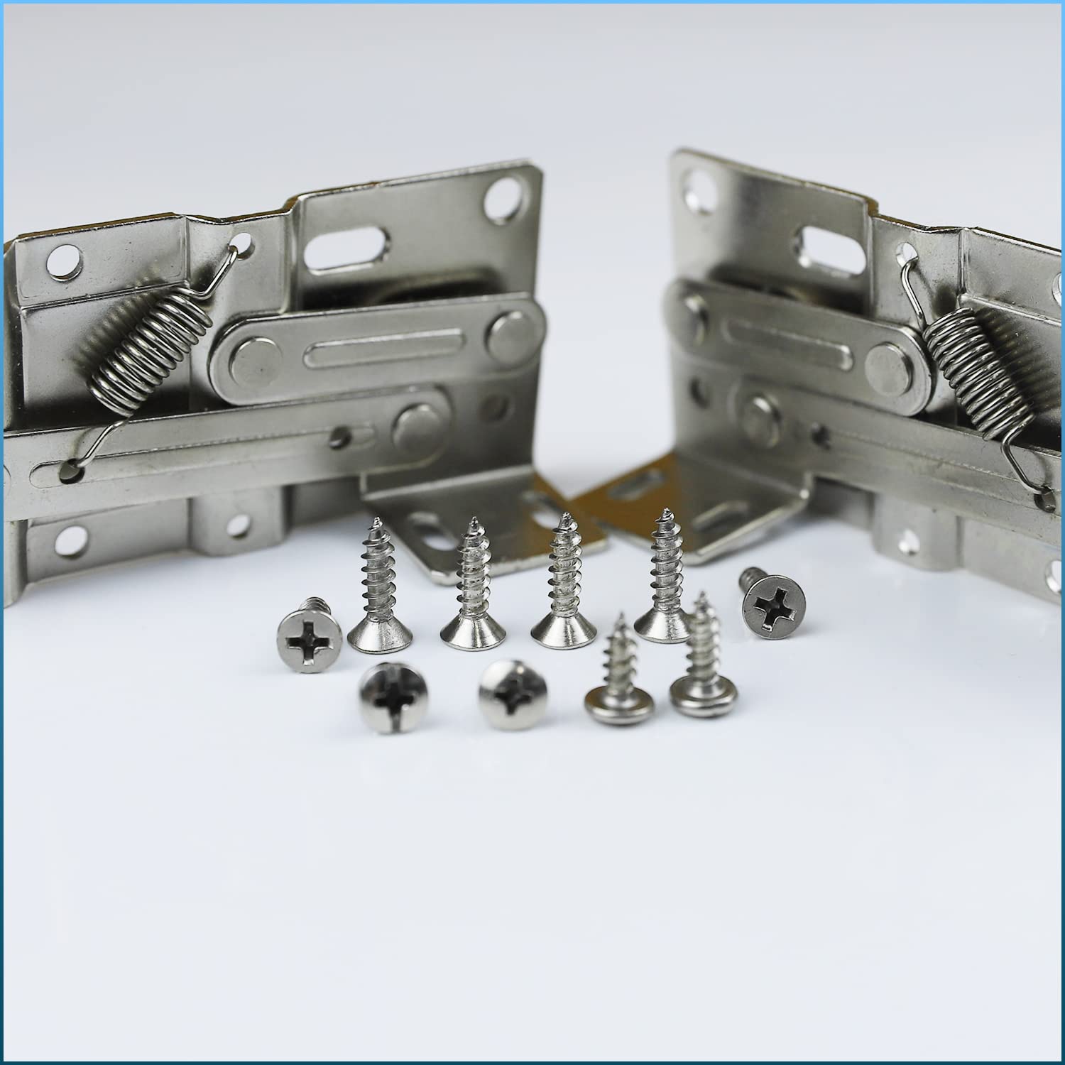 SUUJI 45 Degree Tilt Tray Hinges - 1 Pair Heavy Duty Steel Scissor Hinges for Kitchen Sink Drawers, Bathroom Flip-Down Doors & Cabinet Storage Boxes | Durable Silver Finish | Perfect for Space-Saving Storage Solutions