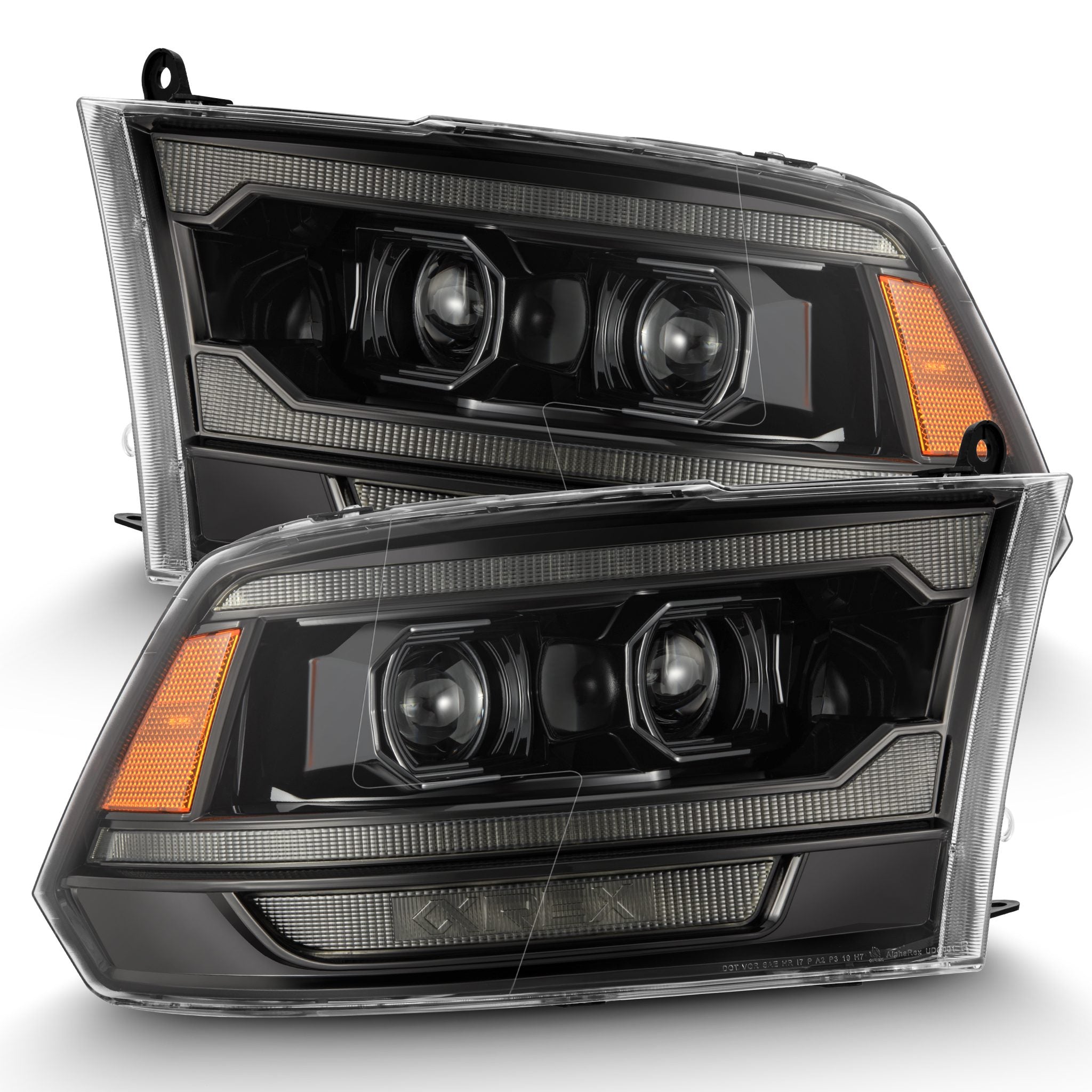 09-18 Ram Truck MK II 5th Gen 2500 Style PRO Series Halogen Projector Headlights Alpha Black - Upgrade Your Night Driving Safety & Style