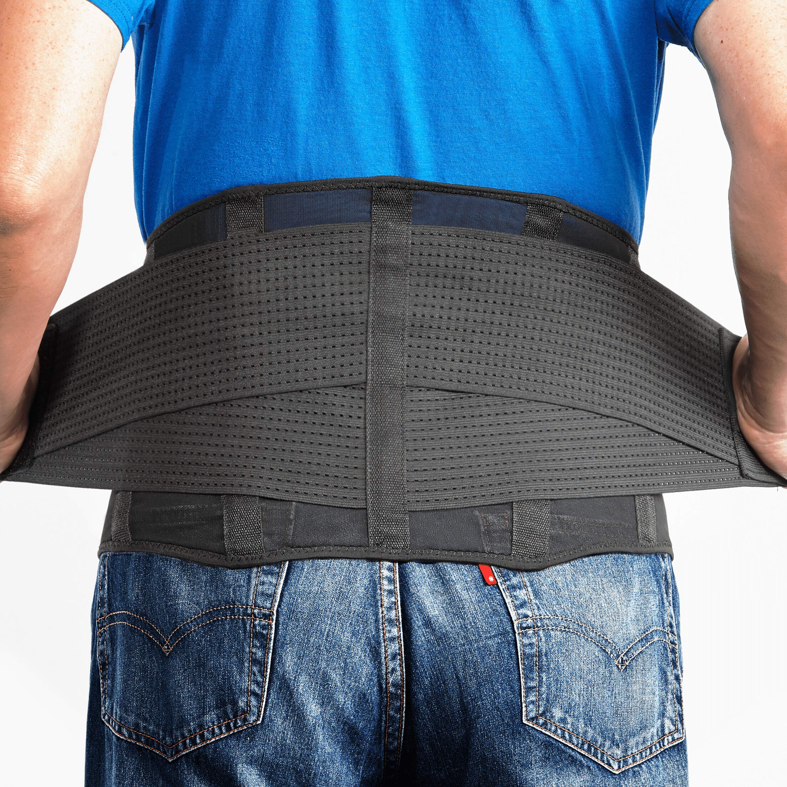 OMAX Adjustable Lumbar Back Brace for Lower Back Pain Relief - Breathable Support Belt for Men & Women - Herniated Disc, Sciatica Support - Waist Size 39