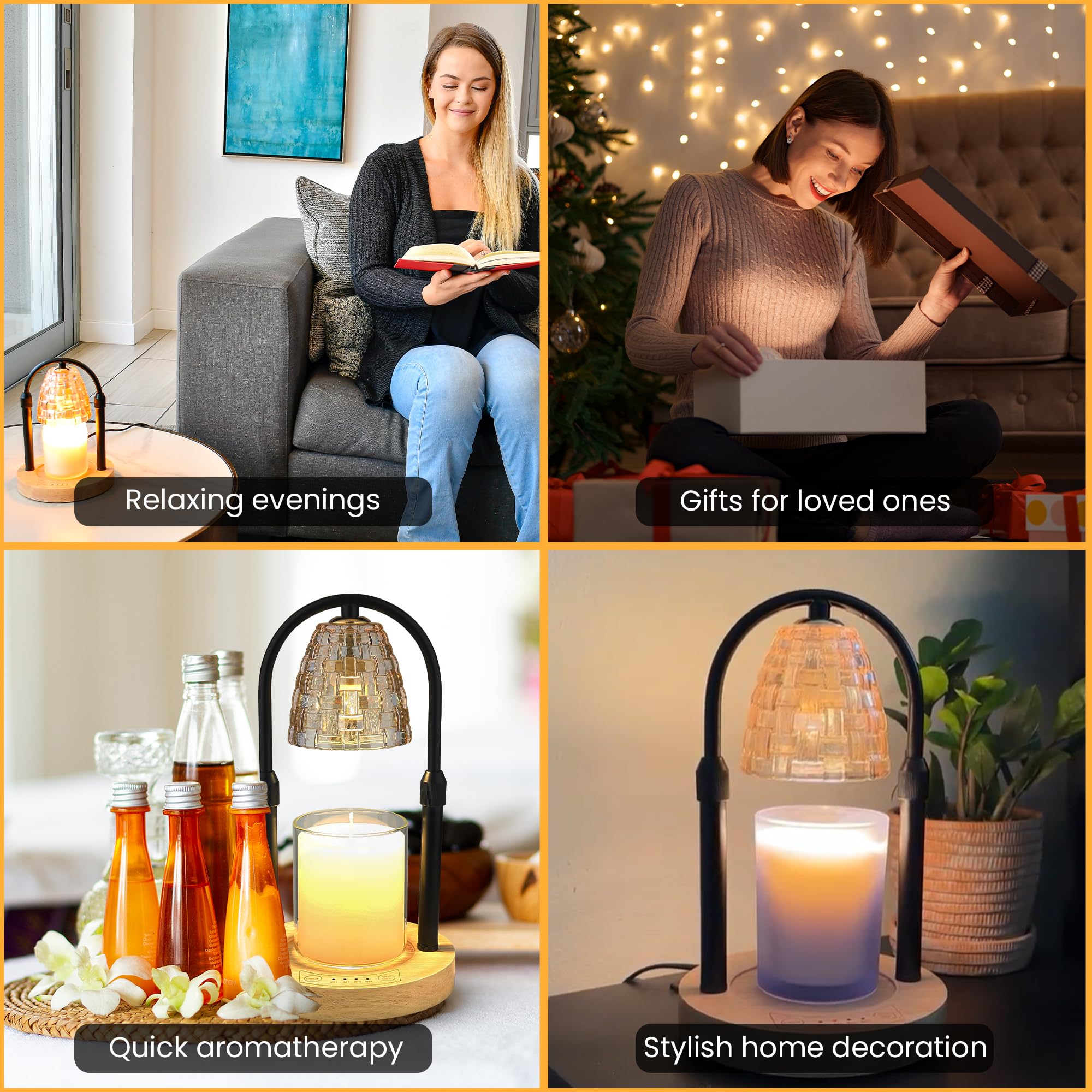 AYL Candle Warmer Lamp with Timer - Electric Wax Warmer for Wax Melts & Jar Candles - Adjustable Brightness & Height - Home Decor Gift for Women - Perfect for Bedroom, Living Room & Office Aromatherapy