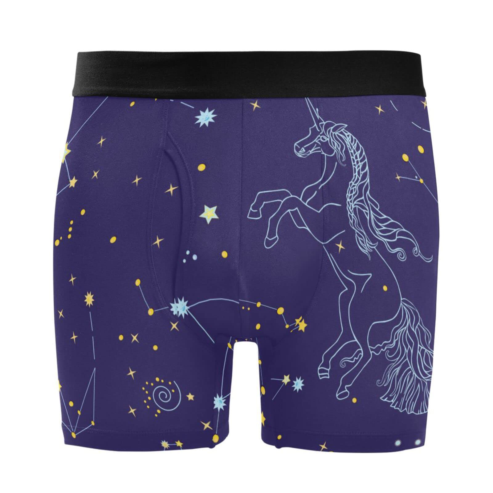 Starry Sky Unicorn Men's Boxer Briefs - Soft, Comfortable & Breathable Underwear with Fly Front for Everyday Wear & Sleep
