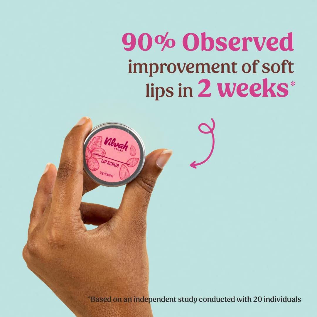 Vilvah Store Natural Lip Scrub Exfoliator - 10g Moisturizing Lip Care for Dry, Chapped Lips - Perfect for Winter Skincare & Pre-Makeup Prep