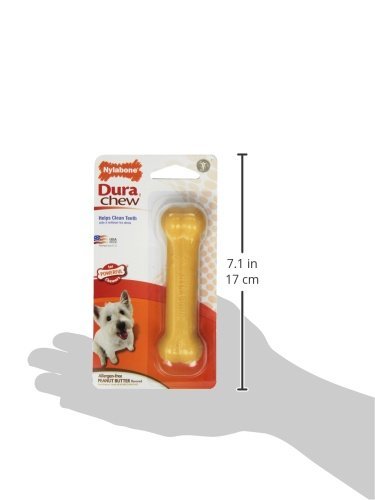 Nylabone Dura Chew Dog Chew Bones - Peanut Butter Flavor, 3 Pack - Long-Lasting Dental Chew Toys for Medium & Large Dogs - Perfect for Teething, Boredom & Dental Health