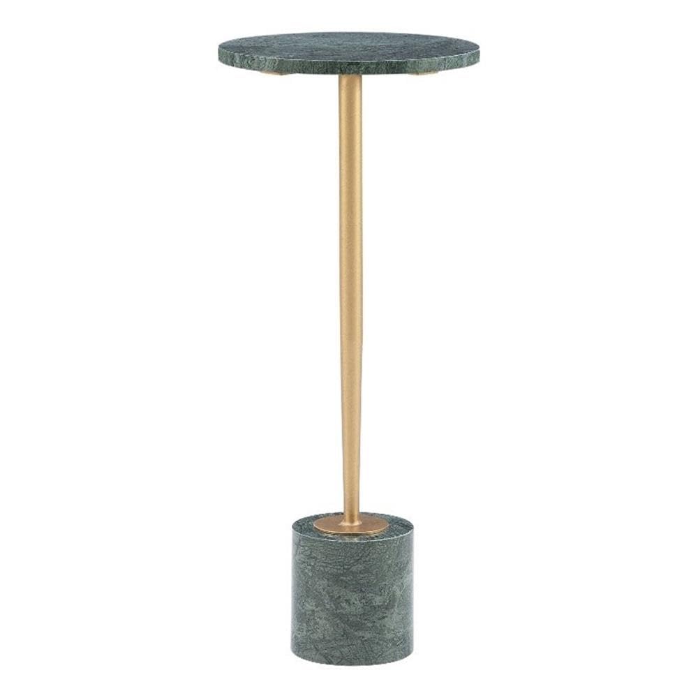 Powell Furniture Linon Henny Gold & Green Metal and Marble Side Table - Elegant Accent Table for Living Room, Patio, or Bedroom Decor