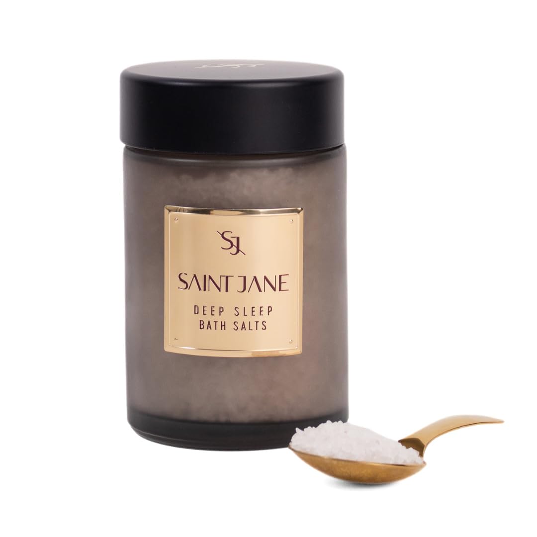 SAINT JANE Luxury Deep Sleep Bath Salts with Magnesium & Peptides - Floral-Infused Relaxing Soak for Stress Relief & Better Sleep | Clean Skincare (12 oz | 355 ml) | Perfect for Evening Baths, Spa Nights & Self-Care Routines