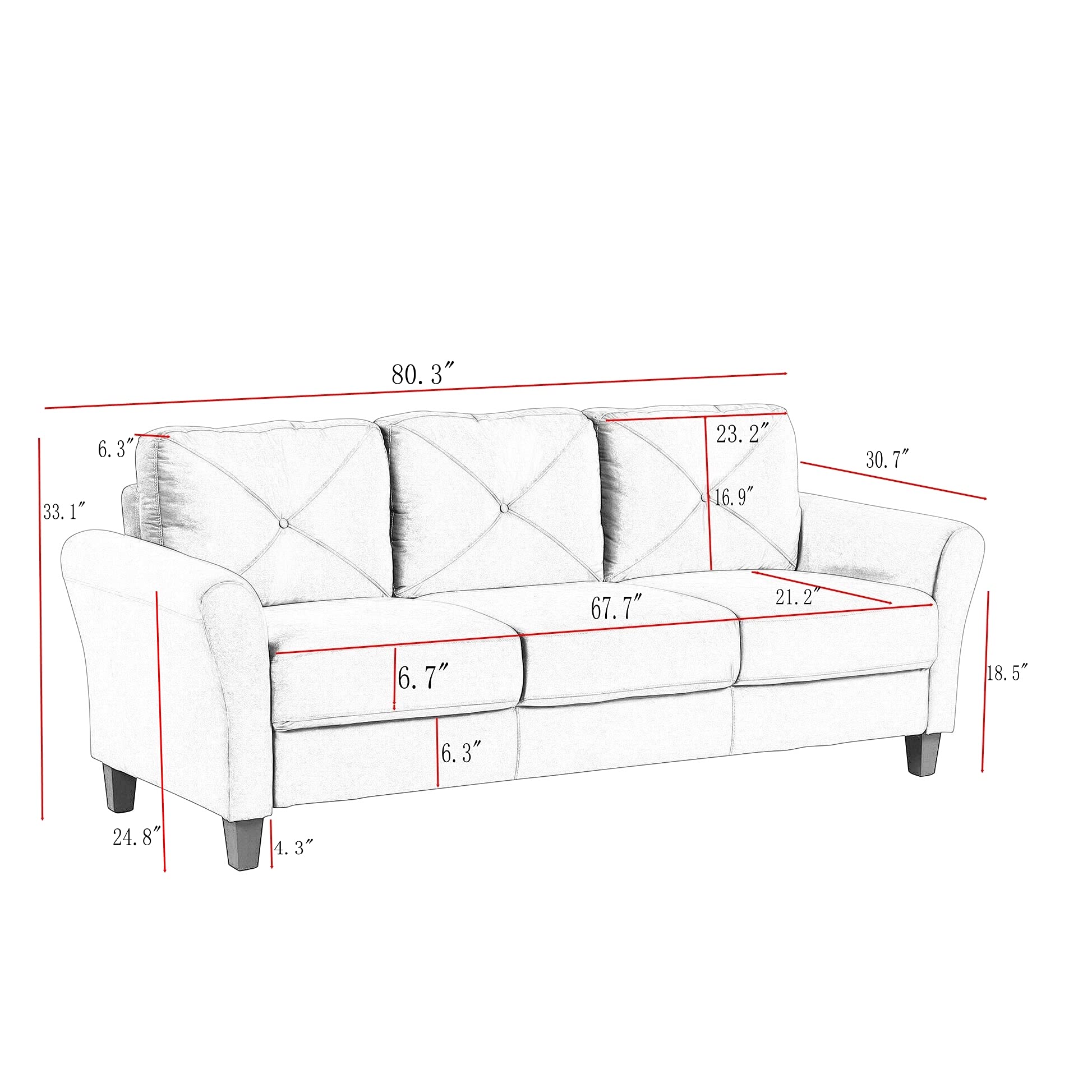 Premium Modern 2-Piece Fabric Living Room Sofa Set with 3-Seat Sofa & Loveseat - Upholstered Couch for Living Room, Bedroom & Small Spaces (Grey) - Perfect for Family Gatherings, Movie Nights & Cozy Home Decor