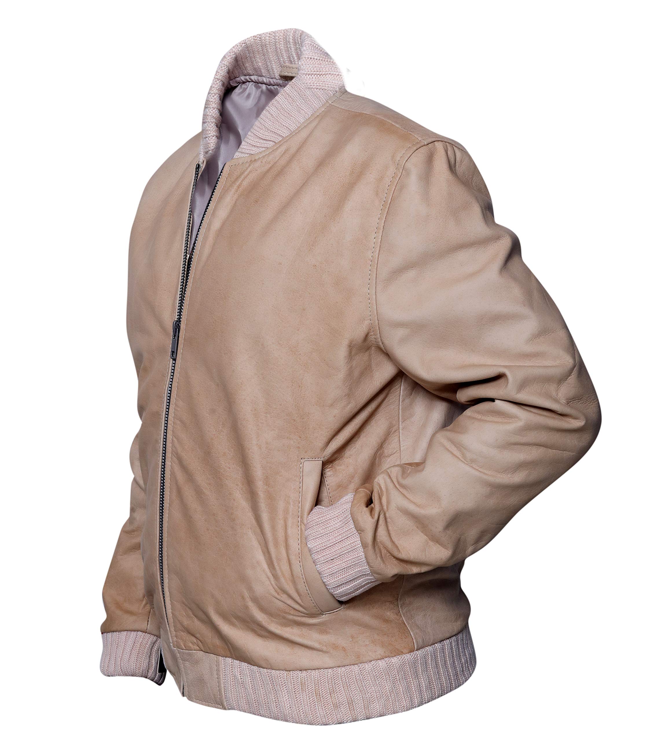 Men's Vintage Baseball Varsity Bomber Jacket - Genuine Leather Motorcycle Jacket for Men | Perfect for Casual Wear, Motorcycle Riding & Retro Fashion Style