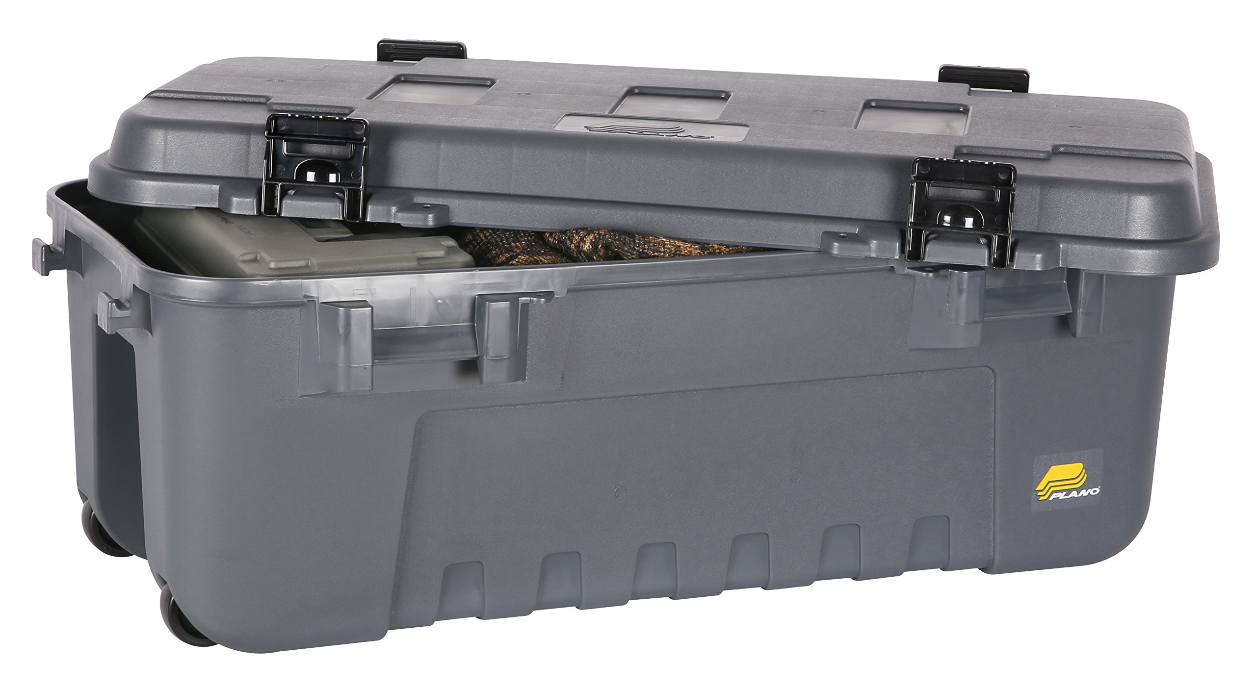 Plano Storage Trunk with Wheels - 108-Quart Lockable Gray Sportsman Trunk | Airline Approved Heavy-Duty Container for Hunting Gear, Ammunition & Camping Equipment | Perfect for Outdoor Adventures, Range Trips & Travel Storage