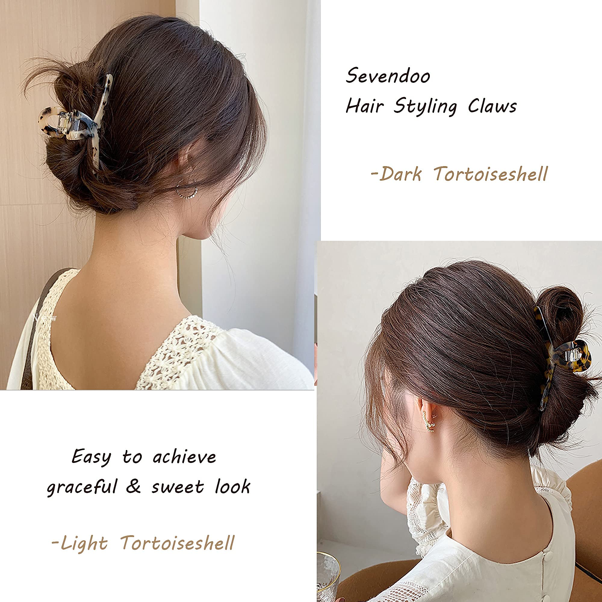 Stylish Tortoiseshell Hair Claw Clips for Women - Medium Banana Jaw Clips, Non-Slip Hair Accessories for Women & Girls (2-Pack with Gift Box) - Perfect for Beach, Gym, Work & Everyday Hairstyling