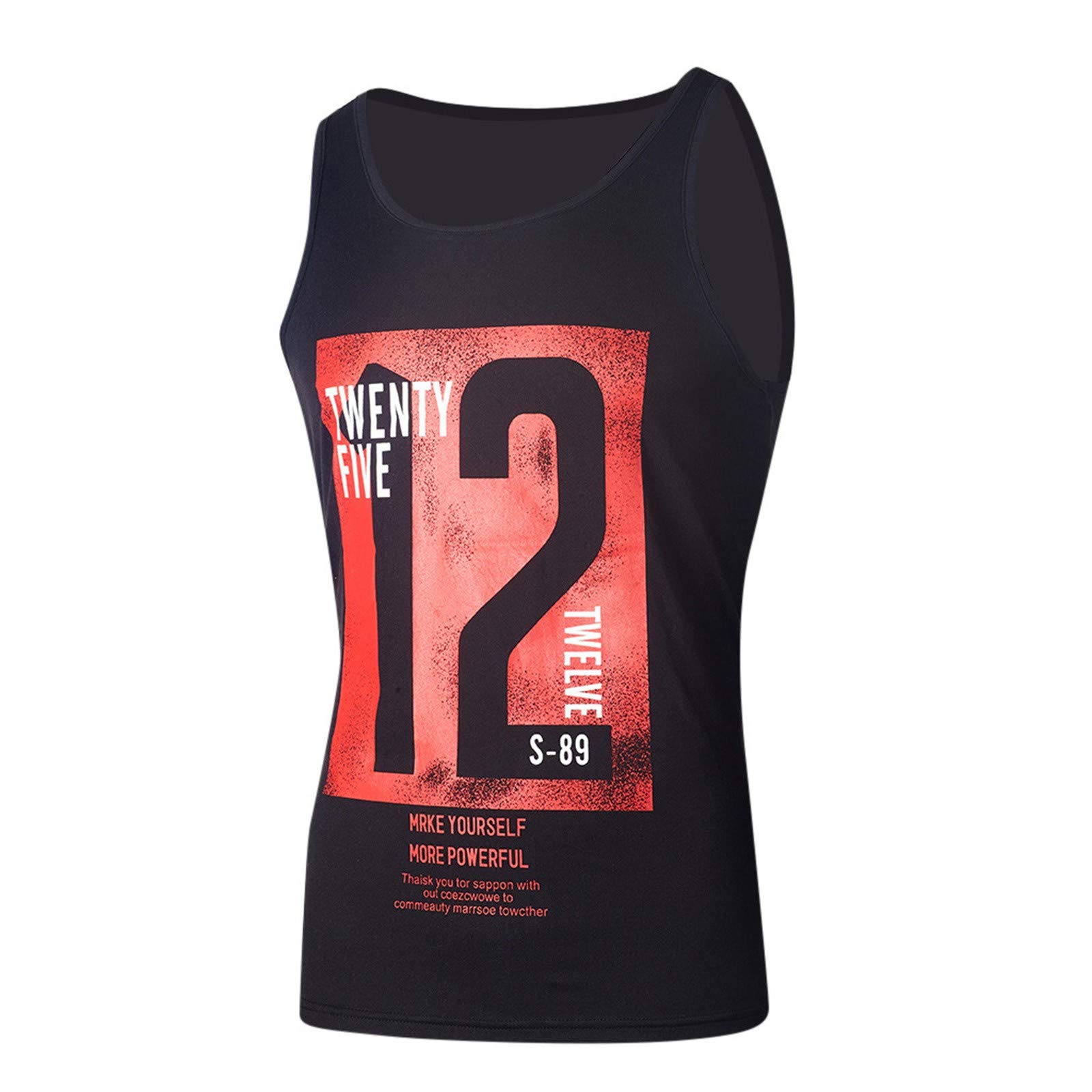 Slim Fit No Iron Sleeveless Men's Tank Top - Breathable Casual Letter Printed Shirt for Summer, Gym & Outdoor Activities
