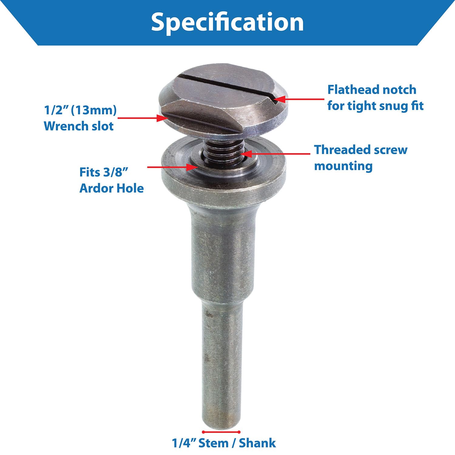 TJR© 3/8-Inch Arbor Hole & 1/4-Inch Stem Mounting Mandrel for Cut-Off Wheels - Dual Locking Options with Screwdriver & Wrench - Die Grinder Arbor Set (3 Pack) - Perfect for Metal Cutting, Grinding & DIY Projects