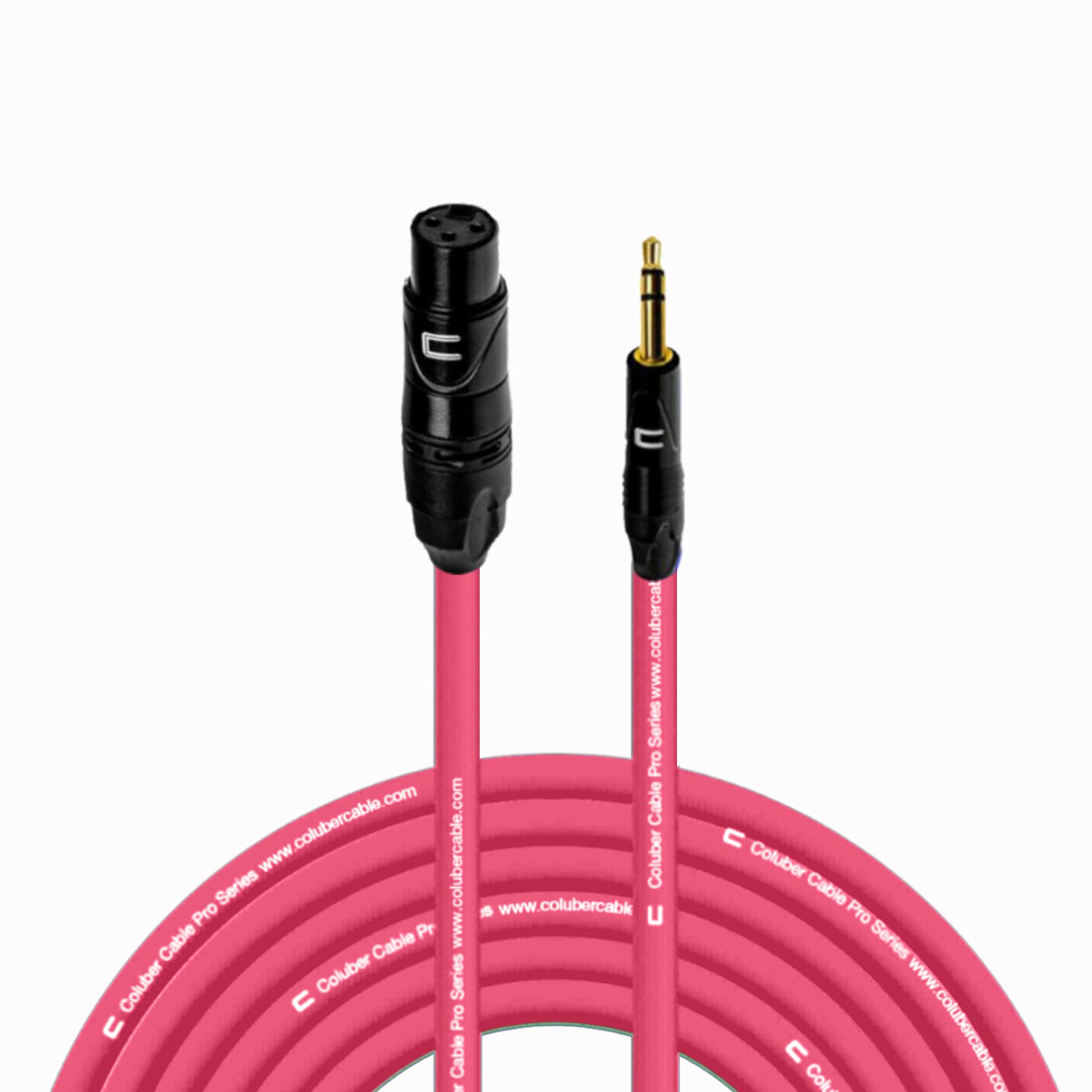 Professional 75ft Pink Balanced XLR Female to 3.5mm TRS Male Cable - 3-Pin Microphone Connector for Powered Speakers, Audio Interfaces & Mixers - Perfect for Live Performances, Studio Recording & DJ Setups