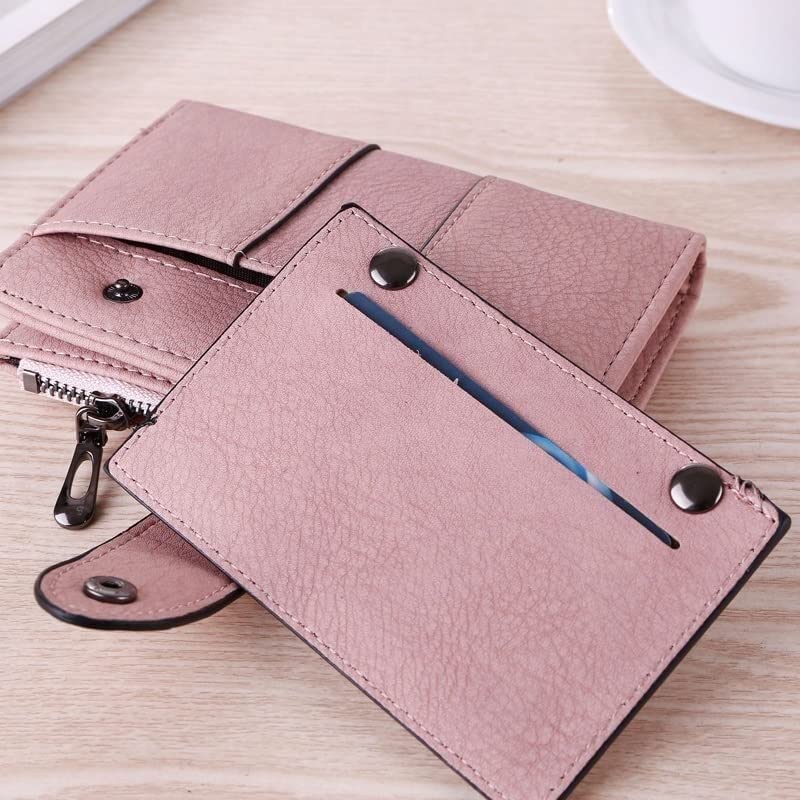 Vintage Women's Wallet with Rivets - Slim Card Holder & Coin Purse for Girls (13x9.5x2.5cm) - Perfect for Everyday Use, Travel & Gift Giving