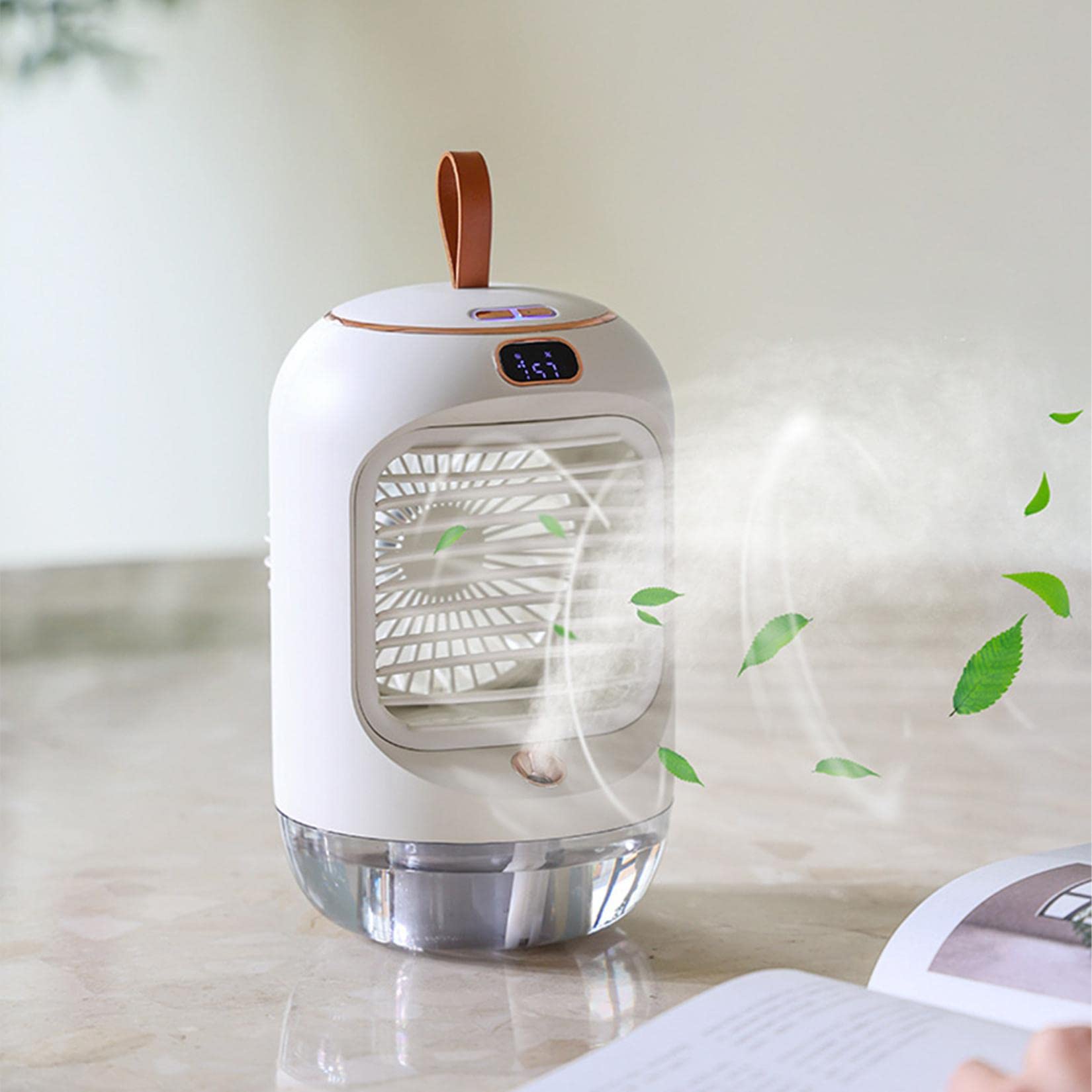 Portable USB Rechargeable Mini Air Conditioner - 3 Speed Cooling, Humidifier & Night Light - Personal Air Cooler for Home, Office, Bedroom, Dorm - Compact & Energy Efficient (Green) | Stay Cool While Working, Sleeping or Relaxing
