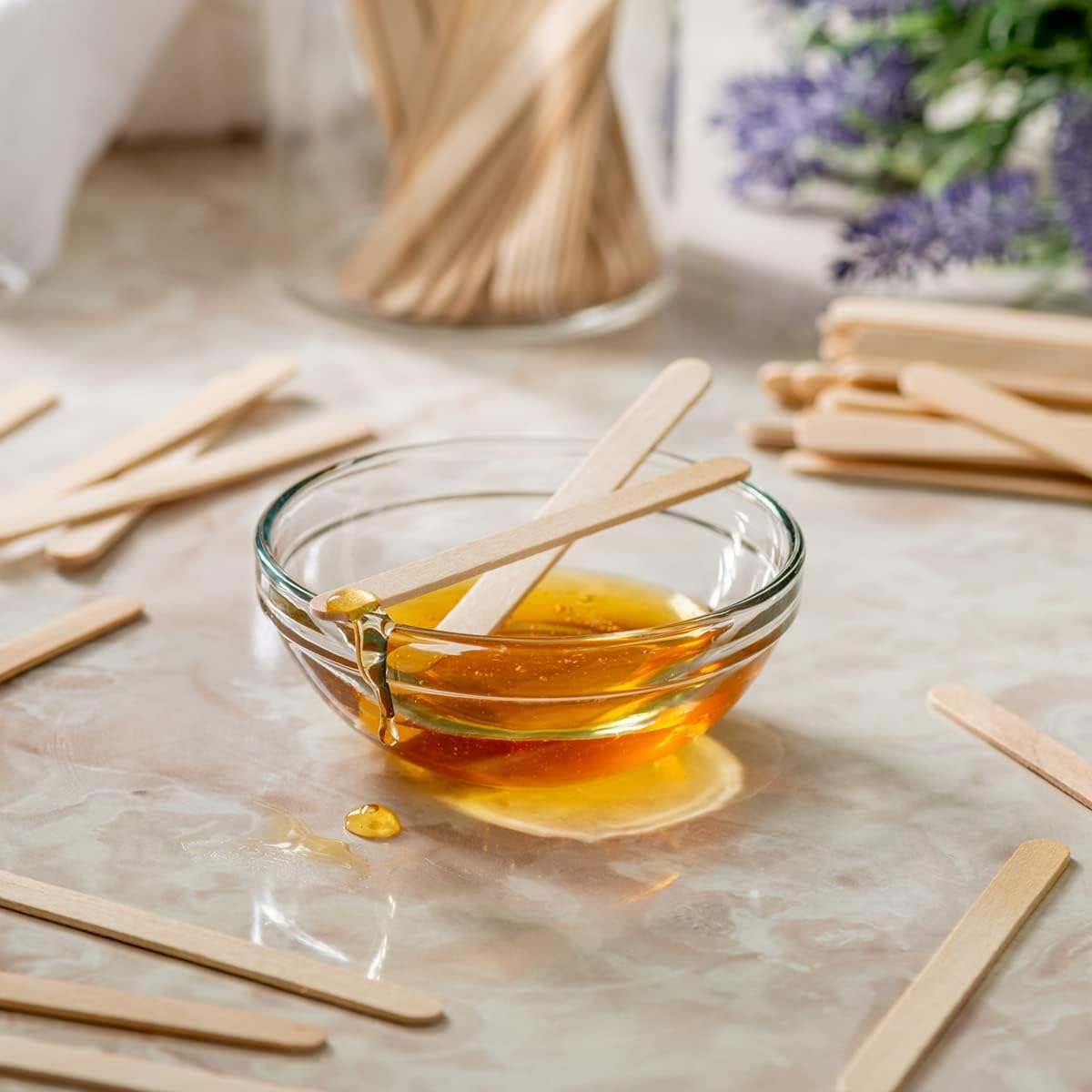 Ayushicreationa Wooden Waxing Sticks for Eyebrows, Lips & Nose - Small Wax Applicator Sticks for Hair Removal & Smooth Skin - Body Waxing Spatula for Spa & Home Use (50 Pack) - Perfect for Eyebrow Shaping, Facial Hair Removal & DIY Waxing at Home
