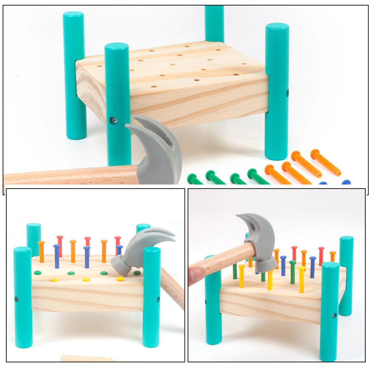 Hohopeti Wooden Hammering and Pounding Toy Set - Brain Development & Matching Game for Toddlers - Perfect for Early Learning, Fine Motor Skills Practice, and Montessori Playtime at Home or Preschool