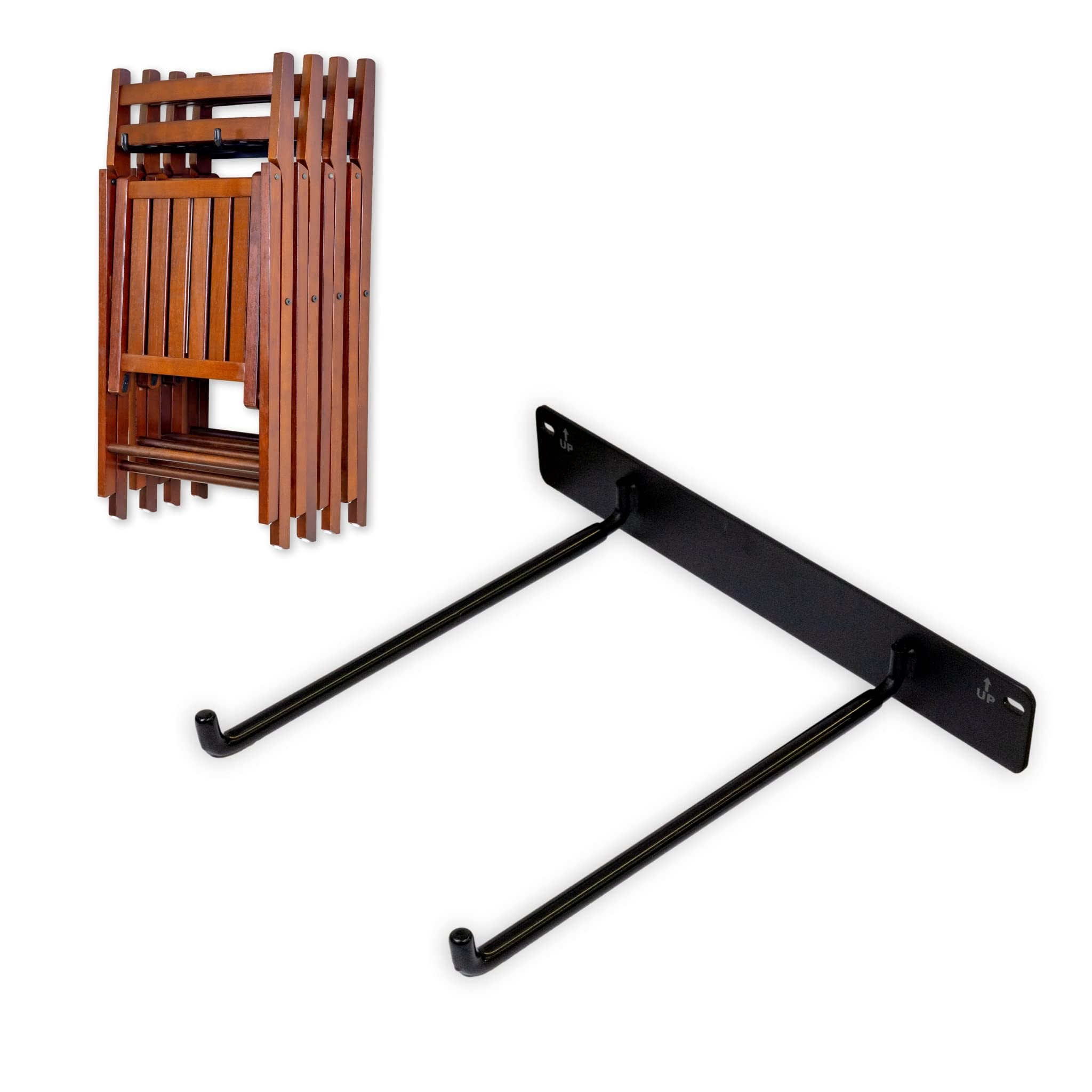 StoreYourBoard BLAT Chair Single Storage Rack - Wall Mount Hooks for Folding Chairs (50 lb Capacity) - Space Saving Organizer for Patio, Camping & Beach Chairs - Perfect for Garage, Shed or Outdoor Storage