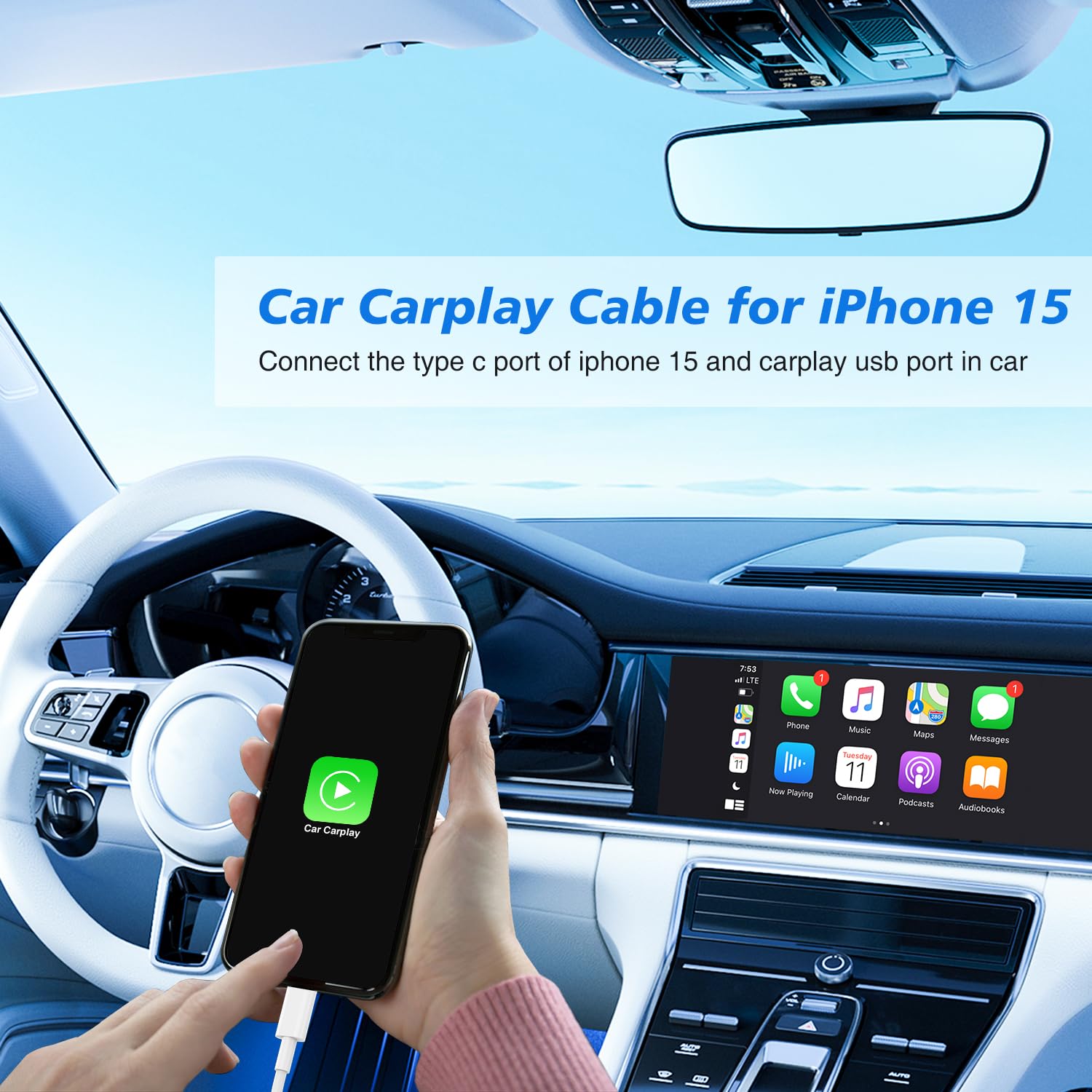 3ft & 6ft USB A to USB C CarPlay Charger Cable for iPhone 16 Pro/16/15 Pro Max/15 Plus/15 Pro, iPad 12.9/11, 10th Gen Air 5th/4th Gen, iPad Mini 6th Gen - Fast Charging & Data Sync for Car, Home & Travel