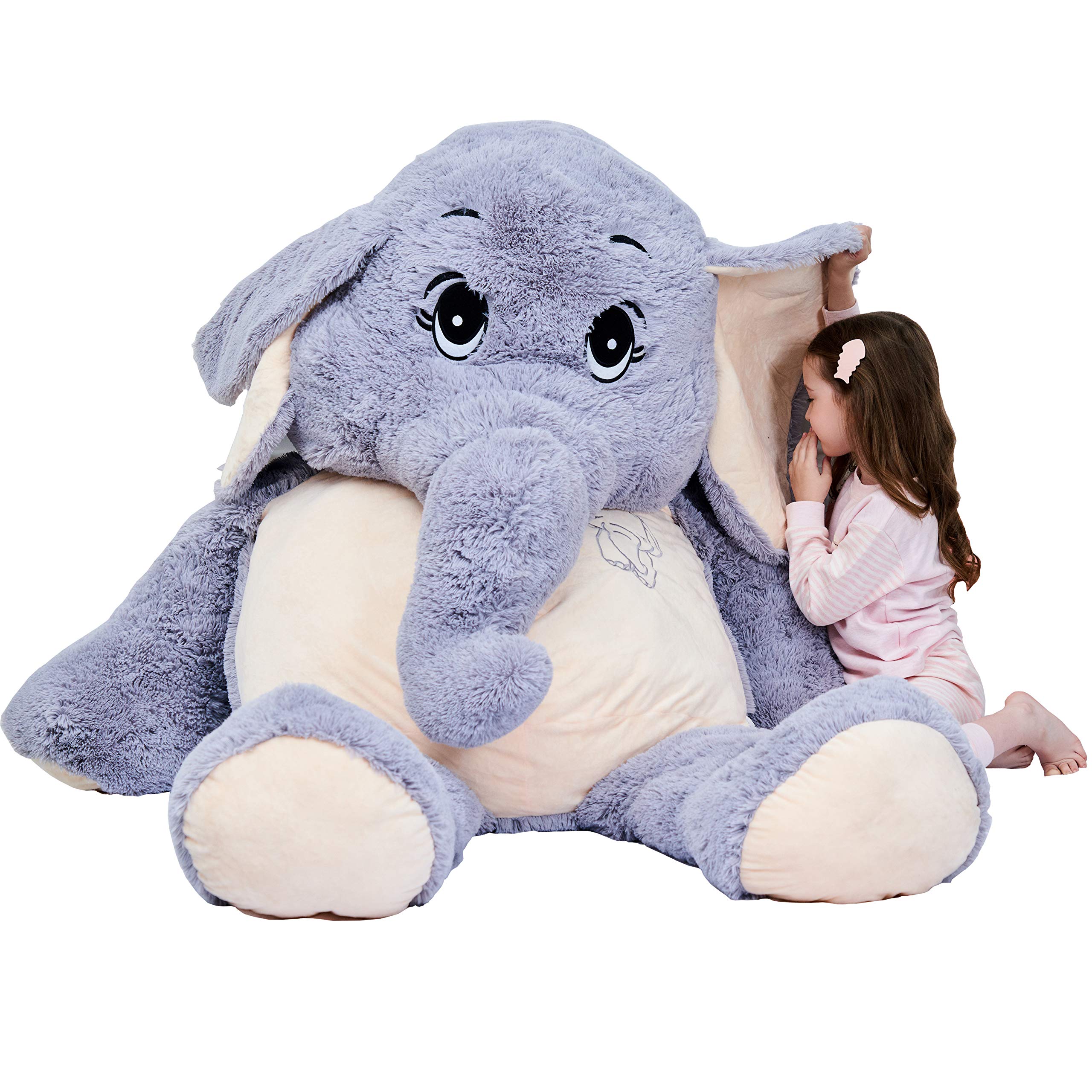 IKASA Giant Elephant Stuffed Animal - 72 Inch Extra Large Plush Toy, Soft Gray Elephant Pillow for Kids & Adults - Perfect for Nursery Decor, Birthday Gifts, and Cuddling